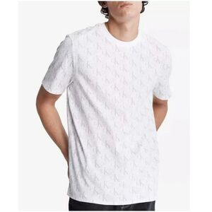 NWT Calvin Klein White Short Sleeve Classic Fit Cotton CK Tee Shirt Size Medium